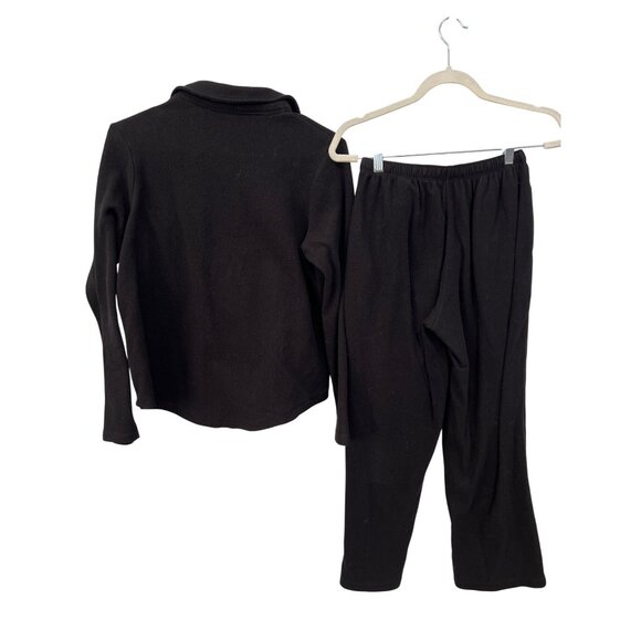 Cuddl Duds Petite Fleecewear with Stretch Notch Collar PJ Set Size Small Black - Picture 3 of 8